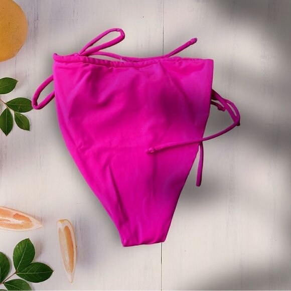 Good American Barbie Hot Pink Tiny Ties Bikini Bottom NWT - Picture 3 of 6